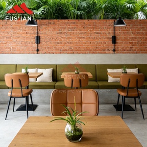 Silla de Comedor Metálica Elegante, Moderna y de Lujo, Tapizada en Cuero PU Marrón, Estilo Industrial para Restaurante, Cafetería, <span class=keywords><strong>Bistro</strong></span> - Product Image 3