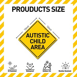 Panneaux de zone réfléchissants pour enfants autistes, plaques métalliques durables, marqueurs de sécurité pour <span class=keywords><strong>quartiers</strong></span>, parcs, zones scolaires - Product Image 2