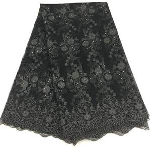 2022 tissu de Voile de luxe avec perles de broderie Chantilly pour la dentelle africaine française de mariée brodée suisse pour le mariage des femmes <span class=keywords><strong>Dr</strong></span> - Product Image 4
