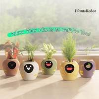 Pot de fleurs intelligent IA amélioré, robot animal de compagnie numérique interactif avec emojis et chat vocal, en plastique/ABS respirant, pour la maison/le bureau