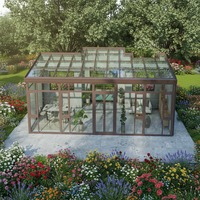 Véranda hivernale haut de gamme en aluminium et verre, avec structure en alliage d'aluminium, toit incliné et verre trempé, idéale pour terrasse