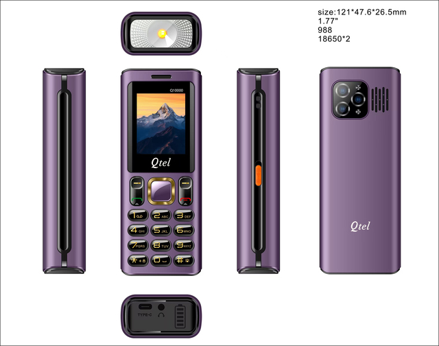 QTEL Q10000 1.77 Inch TFT Display Feature Phone 5000mAh Battery Power Bank Triple SIM Large Flashlight FM Radio MP3 MP4 Games