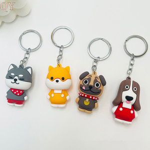 QY Dessin Animé Silicone Chien Porte-clés En Caoutchouc Souple PVC Chien Porte-clés Bouledogue Husky Labrador Sac Charme - Product Image 3