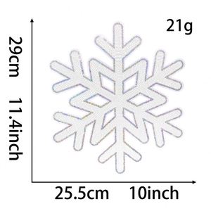 Nouvel arrivage : Patch brodé en chenille et sequins, motif neige, grand format 28 cm, thermocollant, bord argenté - Product Image 5