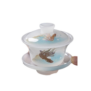 Glass <b>Tea</b> <b>Set</b> Kung Fu <b>Tea</b> Cup Gaiwan White Jade <b>Tea</b> <b>Set</b> Gift Box Office Business Gifts Home Use With Lid Cylinder Shape - Product Image 5