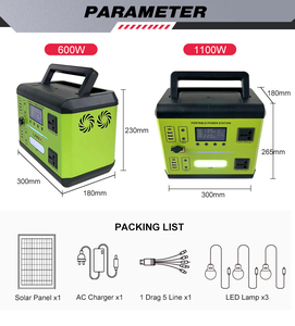 Camping Season Stock Fast <b>Solar</b> Charging LiFePO4 Battery 600W 1100W Energy Storage <b>System</b> ABS Portable <b>Solar</b> Power Station - Product Image 5