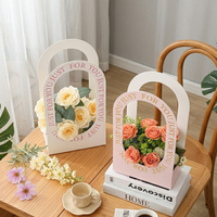 Sac de transport pour bouquet de fleurs, sac d'emballage pour plantes succulentes en pot, sac cadeau en carton blanc laminé pour fleuriste, fabricant