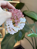 Bracelet en cristal naturel Sinyore - Quartz rose/Quartz fraise