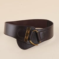 Ceinture large élastique vintage pour femme - Ceinture extensible en polyester avec boucle en alliage en forme de D pour robes et costumes