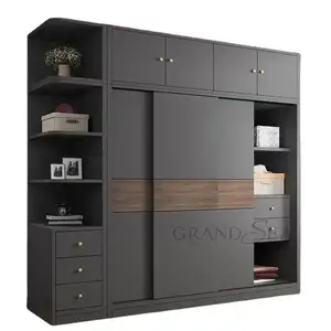China Manufacturer Direct Selling High Quality Bedroom Furniture Clothes Storage Solid Wood Wardrobe
