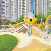 Équipement de terrain de jeu commercial personnalisé en forme de pieuvre, structure de jeu en métal pour parc, conception de terrain de jeu personnalisée gratuite disponible