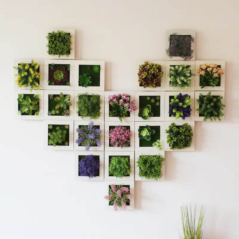 Creative Wall Hanging Simulation Succulents Plant Photo Frame Decorative Artificial Flowers