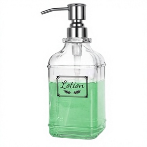 350 ml Transparent <b>Glass</b> Liquid Soap <b>Pump</b> Sprayer <b>Bottles</b> with Labels/ - Product Image 3