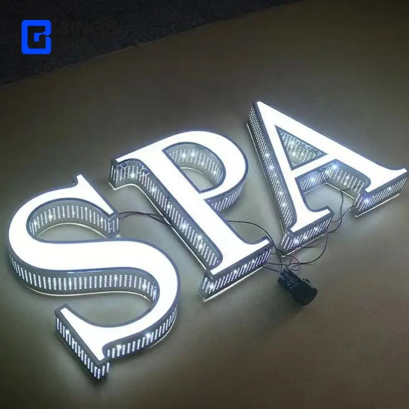 Binge Custom 3d Led Zakelijke Borden Verlicht Outdoor Kanaal Briefborden Acryl Led Licht Letters Winkel Bewegwijzering Spa Teken