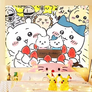 Vải nền chiikawa, vải treo tường hoạt hình dễ thương, phòng ngủ sinh viên và vải tường trang trí ký túc xá - Product Image 5