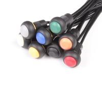 TOOWEI Interruptor de Botón Pulsador Momentáneo SPST de 12 mm, Impermeable IP67, con Cables de 18 AWG para Paneles de Control