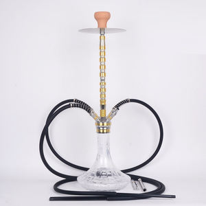Grand Ensemble de Chicha Électronique Dorée, 4 Tuyaux, Design Arabe, Acier Inoxydable, Verre, Technique Miroir, Boîte, Usine Directe de Yiwu - Product Image 3