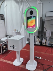 Photomaton ovale pour iPad DSLR avec coque en <span class=keywords><strong>miroir</strong></span> acrylique, étui pour photomaton avec valise de transport, pour fêtes, mariages, événements - Product Image 4