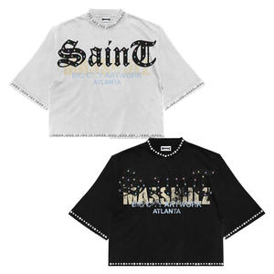 Nextide 100% Cotton Washed Boxy Fit <strong>T</strong>-<strong>Shirt</strong> <strong>Rhinestone</strong> Embroidery Heavyweight Tee Streetwear <strong>Custom</strong> Men's Streetwear <strong>T</strong> <strong>Shirt</strong> - Product Image 3