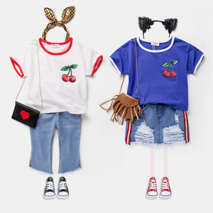 Offre Spéciale enfant <span class=keywords><strong>vêtements</strong></span> fille logo personnalisé <span class=keywords><strong>fruit</strong></span> du métier à tisser cerise imprimé t-shirts - Product Image 1