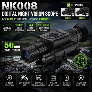 กล้องส่องกลางคืนดิจิตอล NK008 ขนาด 50 มม. |   การสังเกตแบบระยะไกลด้วยอินฟราเรด 850 นาโนเมตร และหน้าจอ AMOLED ความละเอียด 640x512 ภาพคมชัดระดับสูง 30 เฟรมต่อวินาที - Product Image 4