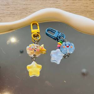 Mogo Creative Cute Resin <b>Star</b> and Cloud <b>Key</b> Chain Phone School Bag Charming Pendant Kids Gift for Wholesale - Product Image 4