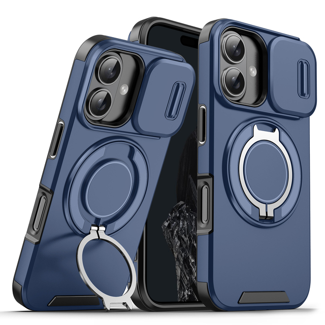 Ring Stand Heavy Duty Phone Case for iPhone 18 17 16 Pro Hybrid Slide Camera Mobile Phone Case for iphone 16 16E 15 14 13 12 11