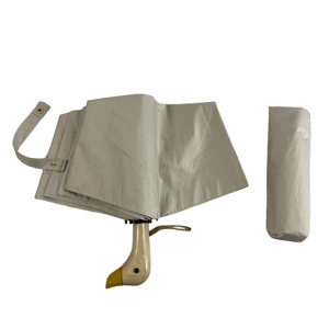 Sombrilla Plegable de 3 Secciones, Impermeable, con Diseño de Pájaro, Mango de Madera, Protección UV - Product Image 5