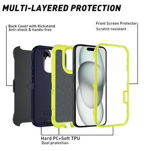 เคสโทรศัพท์ป้องกันการกระแทกหุ้มสำหรับ <span class=keywords><strong>iPhone</strong></span> 11 12 13 14 15 PRO MAX <span class=keywords><strong>x</strong></span> XS xsmax 7 8 PLUS เคสแข็ง PC SE4 SE2 + TPU ฝาหลัง - Product Image 4