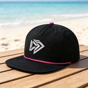 High Quality 5-panel Flat Brim Cotton <b>Rope</b> Sporty Snap Back Hat With Customized Embroidery Wholesale Oem Outdoor Caps - Product Image 1