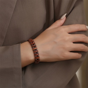 Nueva Joyería de Moda, Brazalete Vintage de Acero Inoxidable y Madera de Palisandro para Hombre - Product Image 6