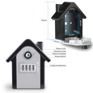 Wall Mount Zinc Alloy Key Lock Box for Outside 4-Digit Combination Safe Key Lock Box Resettable Code