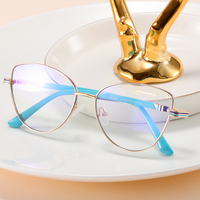 MS 93505 Gafas de Metal de moda para mujer Anti-Luz Azul Marco de ojo de gato lindo de moda Gafas ópticas Logotipo personalizado