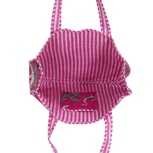 For Panelled Lightweight Summer Bohemian Style Open Top Tote <b>Bag</b> with Solid Color Cotton Lining All Seasons - Product Image 4