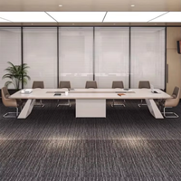 Nouvelle table de conférence en peinture laquée, 10 places, oblongue, pieds en métal et bambou, style moderne minimaliste, pour bureau commercial et salle de réunion