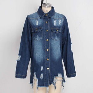 Chaqueta Vaquera de Otoño para Mujer, Cuello Camisero, Manga Larga, <span class=keywords><strong>Abrigo</strong></span> Vaquero, Gabardina Vaquera de Un Solo Pecho - Product Image 4