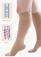 Genou Haut Plus Taille Large Mollet Chaussette Sans Orteil 20-30mmHg Beige Bas Opaque pour Sport Infirmière Grossesse