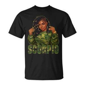 T-shirt Scorpio Queen Loc'd Black Woman Camo Zodiac - Product Image 1