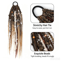 Extension de cheveux queue de cheval dreadlock, tresses de boxe, enveloppe de cheveux bohème en fibre haute température, résistante aux nœuds, pour femmes