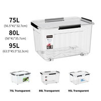 Caixas de Armazenamento Transparentes PP com Rodas, Herméticas, Livres de BPA, à Prova de Poeira, Grande Capacidade, Organizador de Plástico de Alta Transparência para Roupas