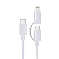 Fournisseur en gros – Câble de charge rapide PD 2-en-1 tressé en nylon Type C pour téléphones 15, 16, 17