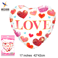 Ballon en aluminium en forme de cœur avec impression « I Love You » pour enfants et adultes, design coloré, emballage individuel, ballons pour mariage et fête