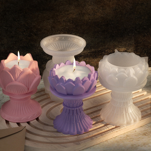Tealight tempat lilin Resin cetakan Lotus teh cahaya lilin cetakan silikon untuk Resin bunga Votive cetakan silikon - Product Image 2