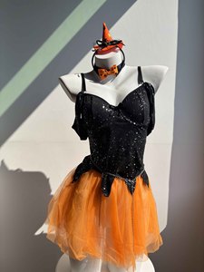Costume de fête sexy de sorcière européenne et américaine, sans bretelles, en maille, avec <span class=keywords><strong>bandeau</strong></span> à chaîne, lingerie de costume d'Halloween - Product Image 6