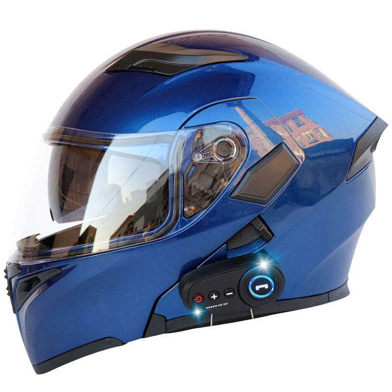 Carbon Fiber Blue Motorcycle Helmet With Bluetooth AGV K6 S Multi