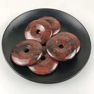 도매 학년 자연 부드러운 보석 양귀비 재스퍼 돌 도넛 펜던트 보석 만들기