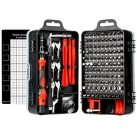 Kit de tournevis 135-en-1 en acier chrome-vanadium pour réparation de téléphones portables et montres, avec composants en plastique