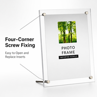 Cadre photo en acrylique transparent avec fixation par vis aux quatre coins pour photos, certificats, documents, maison, bureau, tailles personnalisées