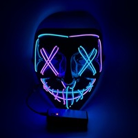 Décoration Costume Enfants Adulte Led Glowing Black V Word Avec Blood Horror Offre Spéciale Halloween Mask
