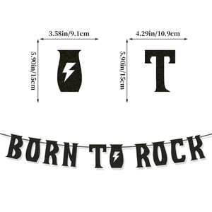 MerriWish Born to Rock - Guirnalda de Banderines Personalizados para Decoración de Pared, Diseño de Fabricante, Feliz Cumpleaños - Product Image 1